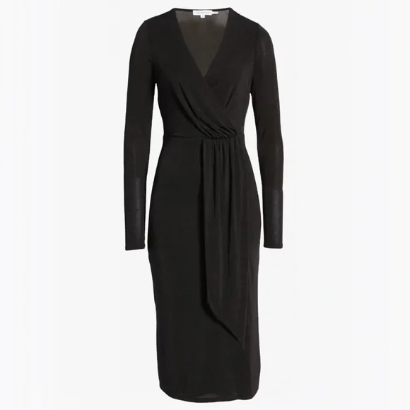 Good American Shimmer Long Sleeve Faux Wrap Dress - M - Picture 11 of 16